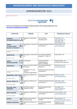 Hochschulsport in Ingolstadt im Sommersemester 2002