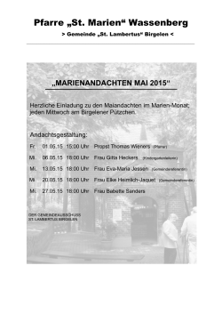 Plakat Maiandachten 2015 - Pfarrei St. Marien