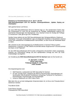 Pressemitteilung Einladung Doping am Arbeitsplatz - DAK
