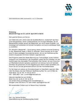 Einladung: Meisterhaft-Tage am 23. und 24. April 2015 in Berlin