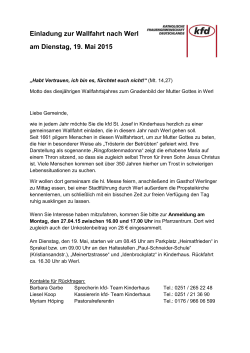 Einladung zur Wallfahrt nach Werl am Dienstag, 19. Mai 2015
