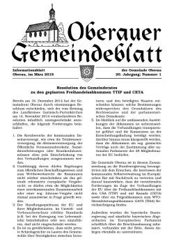 Gemeindeblatt vom März 2015