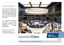 InvestmentTicker Märkte 14. Kalenderwoche