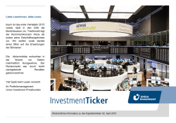 InvestmentTicker M&auml;rkte 14. Kalenderwoche