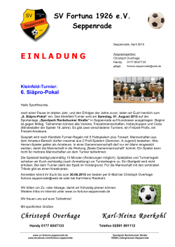 EINLADUNG Kleinfeld-Turnier: 6. Siäpro-Pokal