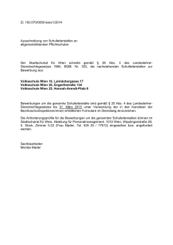 Zl. 100.070/0050-kanz1/2014 Ausschreibung von Schulleiterstellen