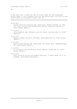 Eheschlie&szlig;ungen M&auml;rz 2015