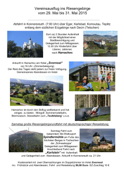Vereinsausflug ins Riesengebirge vom 29. Mai bis 31. Mai 2015