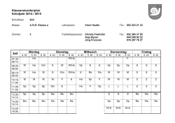 Klassenstundenplan Schuljahr 2014 / 2015 Zeit Montag Dienstag