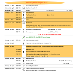 Monatsplan für April 2015