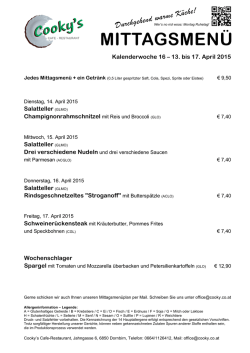 Dienstag, 31. M&auml;rz 2015 Salatteller Karreescheiben an