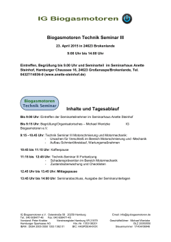 Biogasmotoren Technik Seminar III Inhalte und Tagesablauf