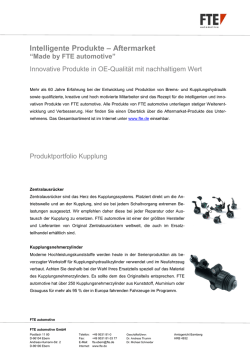 Intelligente Produkte - Aftermarket "Made by FTE automotive"