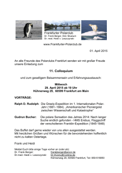 29. April 2015 Elftes Kolloquium des Frankfurter Polarclubs