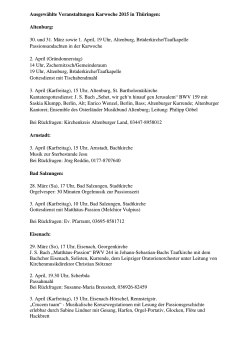 Ausgewählte Veranstaltungen Karwoche 2015 in Thüringen