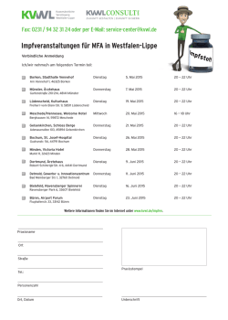Impfveranstaltungen f&uuml;r MFA in Westfalen