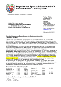Hinweis Bezirksmeisterschaft LG 2015 Haibach