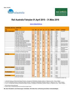 Rail Australia Fahrplan 01.April 2015