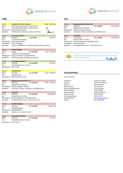 Jahresprogramm Juni und Juli 2015