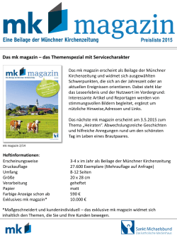 MK Magazin Mediadaten 2015 - Münchner Kirchennachrichten