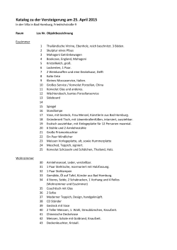 Katalog zu der Versteigerung am 25. April 2015