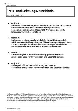 Preis- und Leistungsverzeichnis - Sparkasse Gifhorn