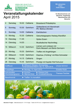 Veranstaltungskalender April 2015