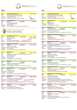 Jahresprogramm April und Mai 2015