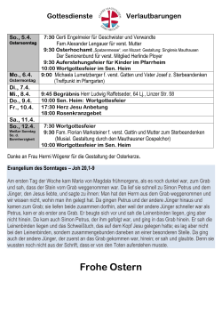 Gottesdienste Verlautbarungen So., 29.3.