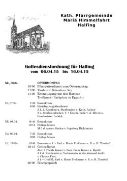 Gottesdienstordnung f&uuml;r Halfing - Mari&auml;
