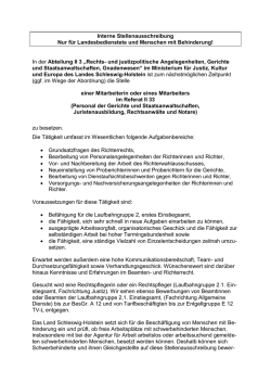 Interne Stellenausschreibung Nur f&uuml;r Landesbedienstete und