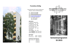 Semesterprogramm SS 2015 - Franziskaner in Hamburg