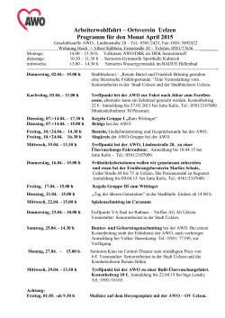 Ortsverein Uelzen Programm für den Monat April 2015