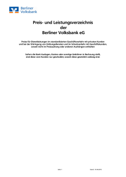 Preis- und Leistungsverzeichnis der Berliner Volksbank eG