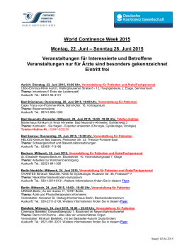 Flyer der Veranstaltungen zur World Continence Week 2015