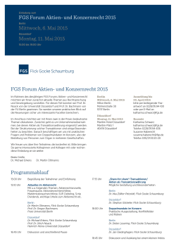 Einladung FGS Forum Aktien- und Konzernrecht 2015