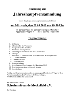 Jahreshauptversammlung - Schwimmfreunde Meckelfeld