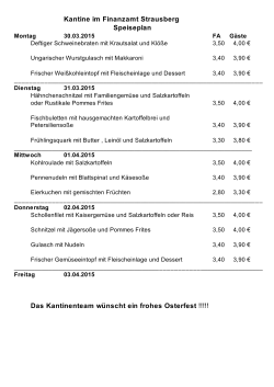 Kantine im Finanzamt Strausberg Speiseplan Montag 23.03.2015