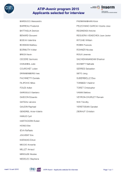 liste des candidats présélectionnés ATIP-AVENIR 2015