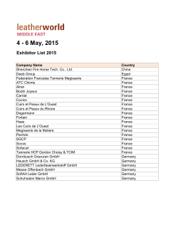 2015 Exhibitors List