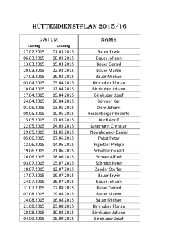 Hüttendienstplan 2015/2016