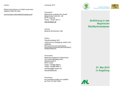 Einf&uuml;hrung in das Bayerische &Ouml;kofl&auml;chenkataster 07. Mai 2015 in
