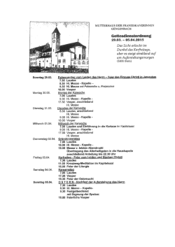 Gottesdienstordnung - Franziskanerinnen Gengenbach