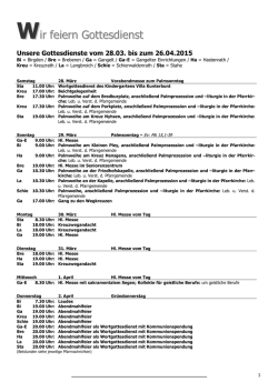 Gottesdienste bis zum 26.04.15