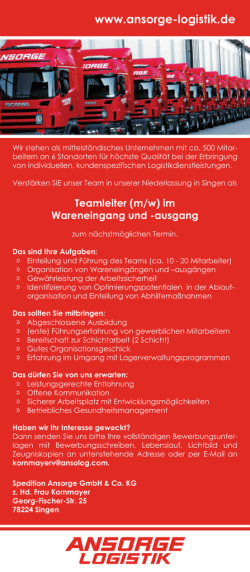 Infos - bei Ansorge Logistik