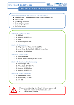 Liste der Bauteile im InfoSphere