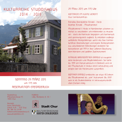 KULTURREIHE STUPPISHAUS 2014 / 2015