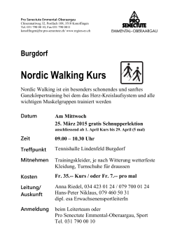 Nordic Walking Kurs - Pro Senectute Emmental Oberaargau
