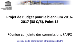 Projet de Budget pour le biennium 2016