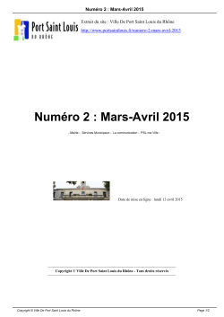 Numéro 2 : Mars-Avril 2015 - Ville De Port Saint Louis du Rhône